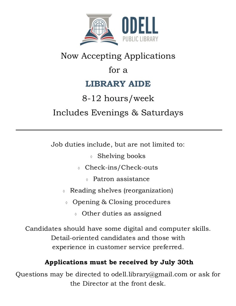 Library Aide position 2024